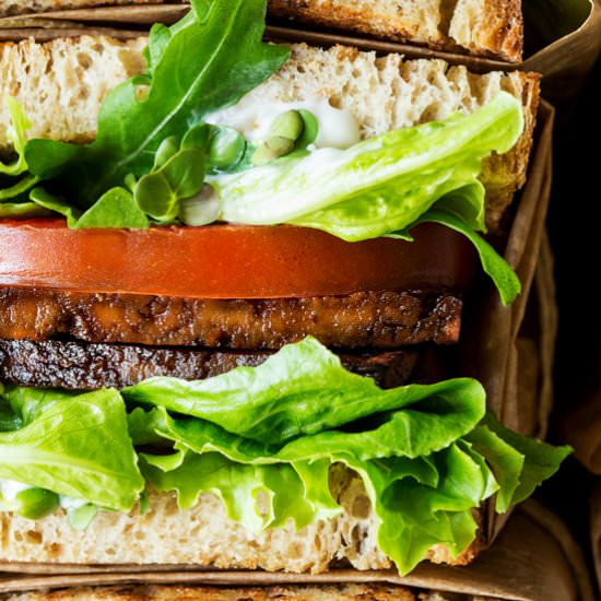 Vegan BLT with aquafaba mayo