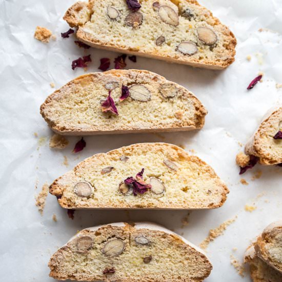Rose, orange and almond biscotti