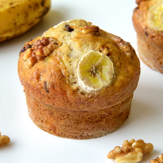 BANANA WALNUT CHOCOLATE MUFFINS