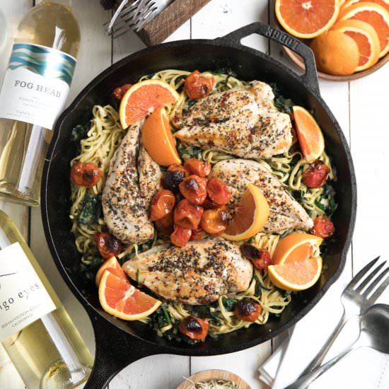 Chicken & Spinach Linguini Skillet