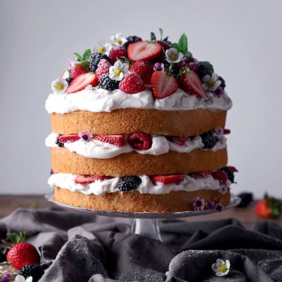 Lemon Layer Cake with Fresh Berries