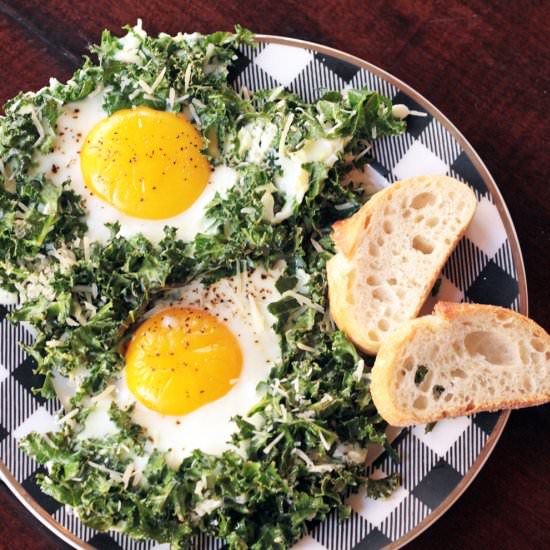 Sheet Pan Kale & Egg Bake