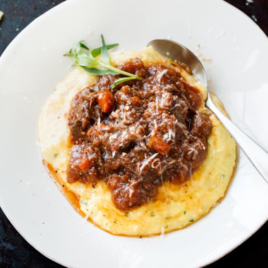 Herb Polenta with Braised Oxtails