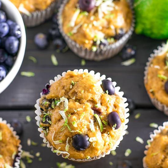 Greek Yogurt Blueberry Lime Muffins