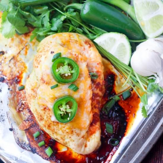 Salsa Stuffed Sheet Pan Chicken