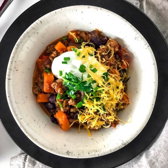 One Pot Turkey Sweet Potato Chili