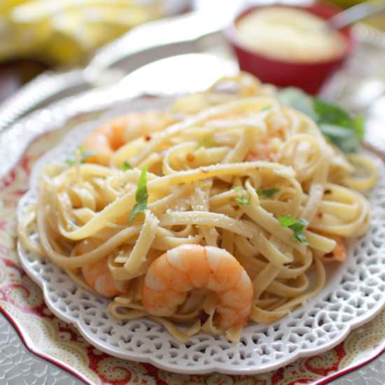 Shrimp Fettuccine For One