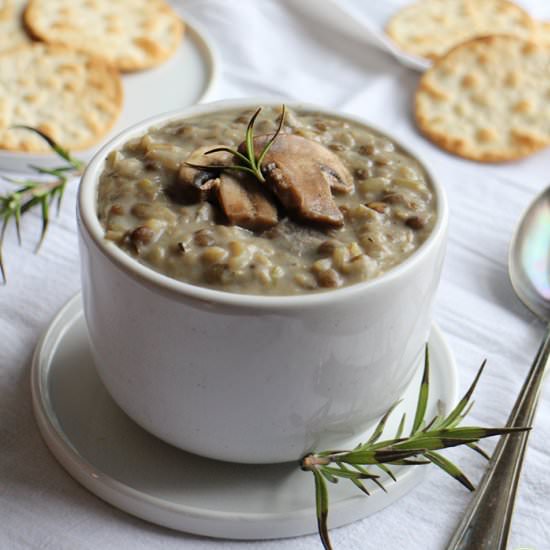 Creamy Mushroom Soup with Rice