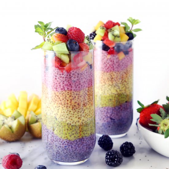 Rainbow Chia Pudding Parfaits