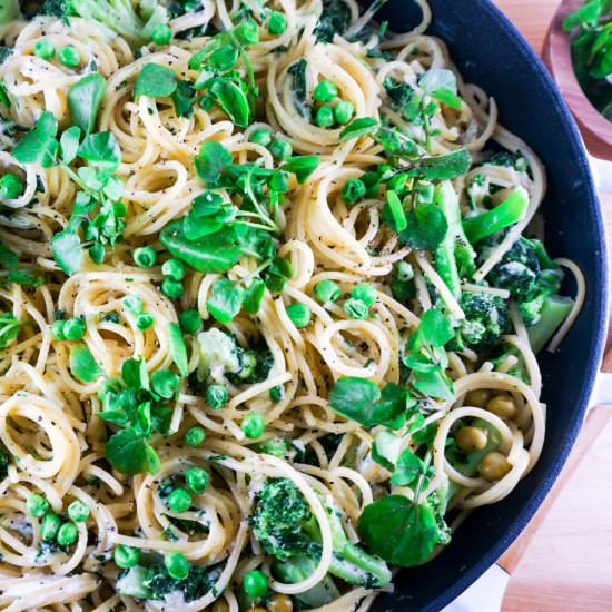 Goat Cheese Spring Pasta Skillet