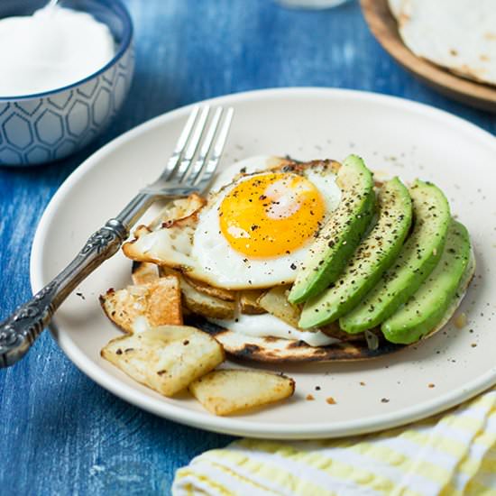 Spicy Egg & Potato Tostadas