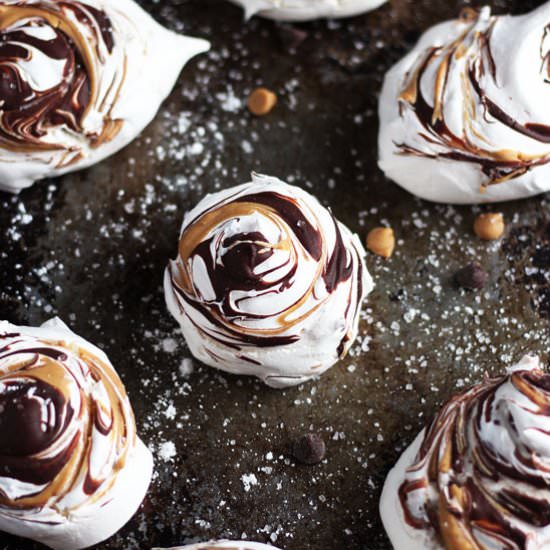 Peanut Butter + Chocolate Meringues
