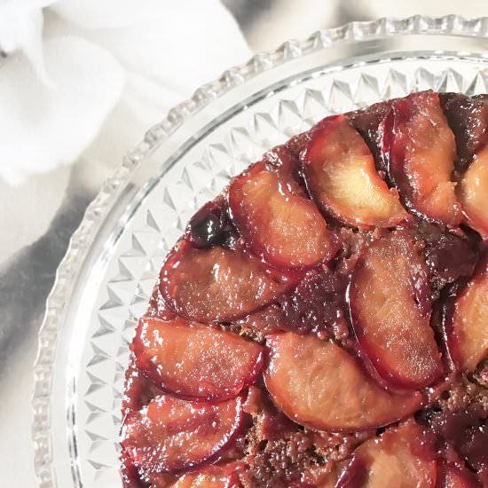Chocolate Plum Upside Down Cake