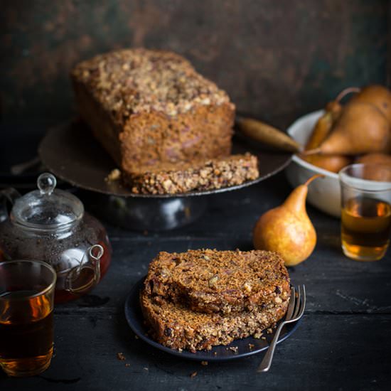 pear and halva crumble loaf