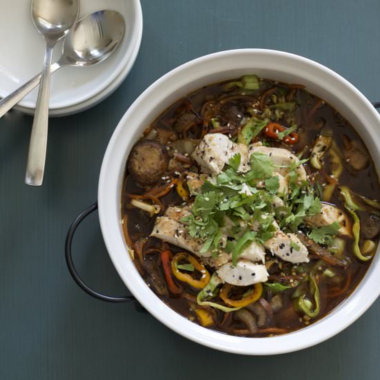 Chicken Soba Noodle Broth Bowl