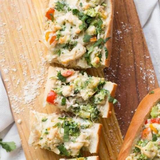 Broccoli and Chicken Bread Boats