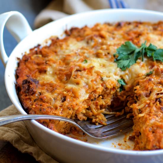Spaghetti Pie with Three Cheeses