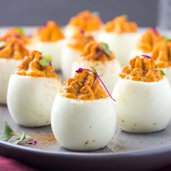 Red Goddess Deviled Eggs