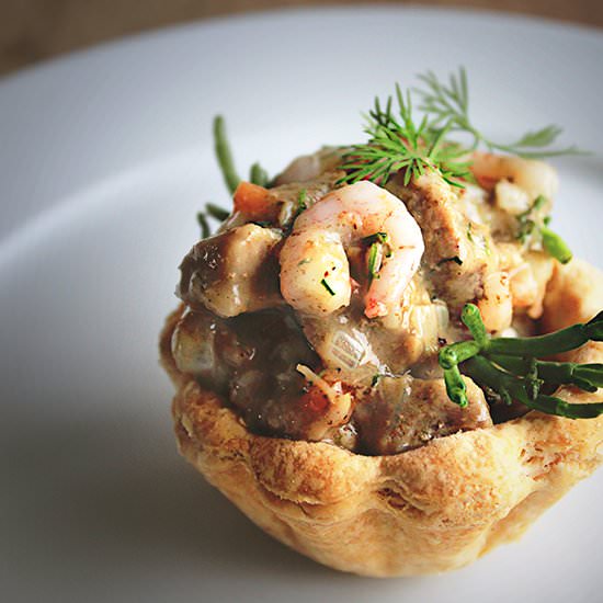 Lamb, Shrimp, and Dill Tarlets