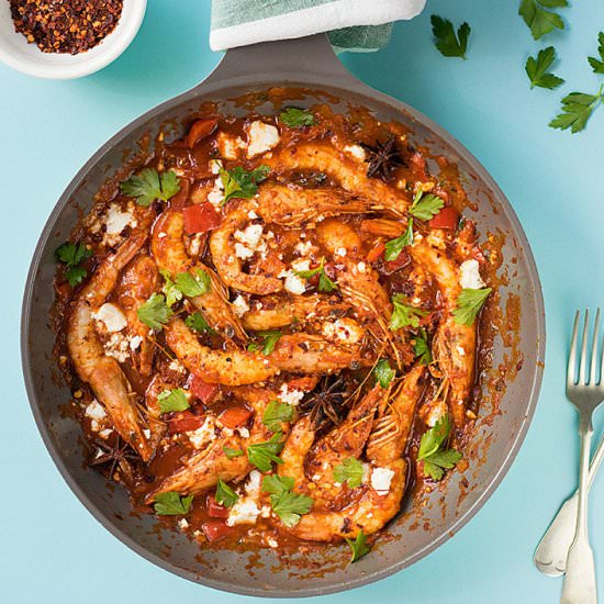 Juicy Shrimp Saganaki