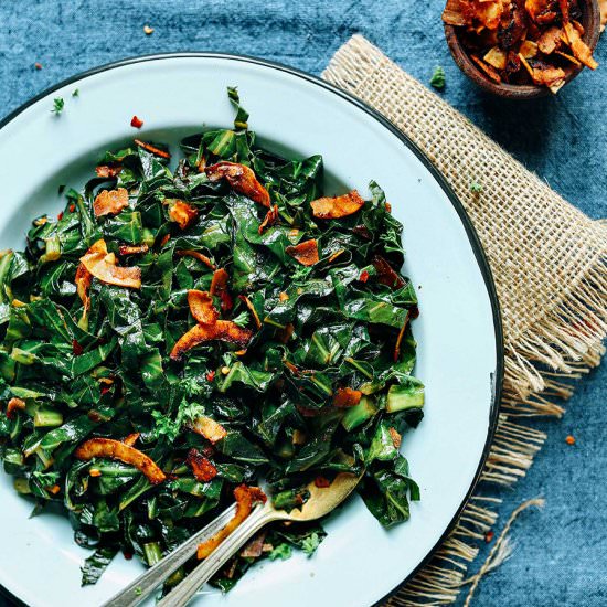 Coconut Bacon Collard Greens