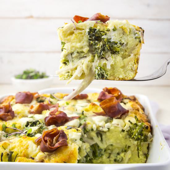 Broccolini & Goat Cheese Strata