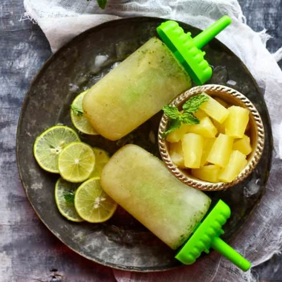 Mint and Pineapple Popsicles
