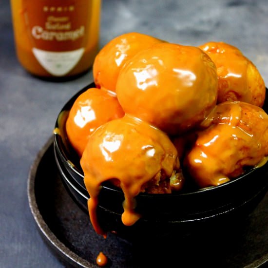 Salted Caramel Glazed Donut Balls