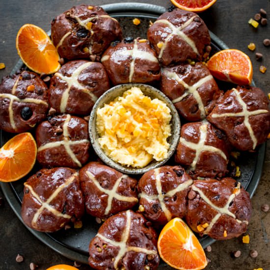 Chocolate Orange Hot Cross Buns