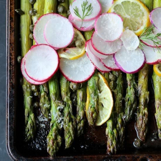 Lemon Capers Roasted Asparagus