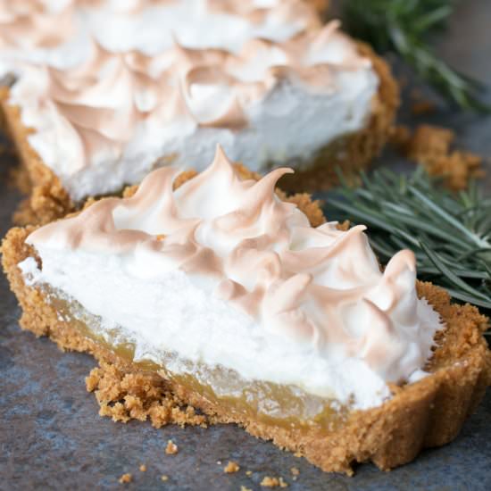 Lemon Rosemary Meringue Tart