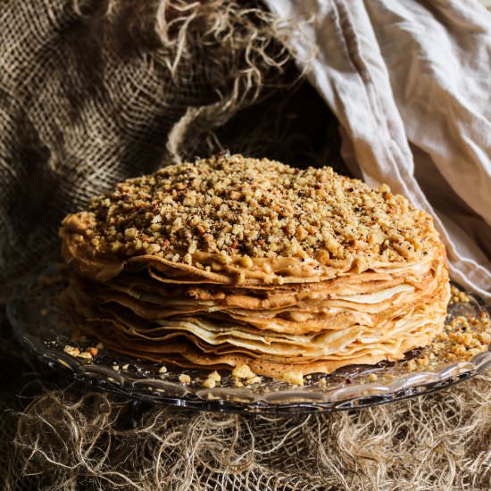 Caramel Irish Cream Crêpe Cake
