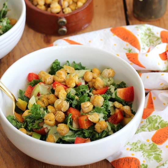 Kale Salad & Roasted Chickpeas