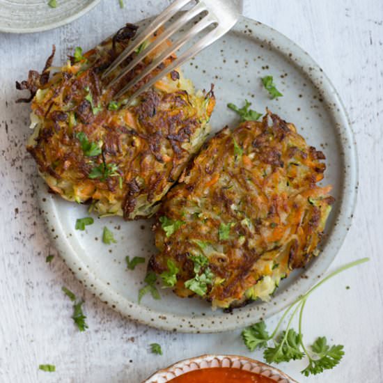 Vegetable Fritters with Smoky Salsa