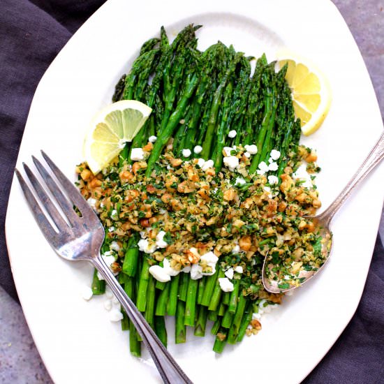 Roasted Asparagus with Goat Cheese