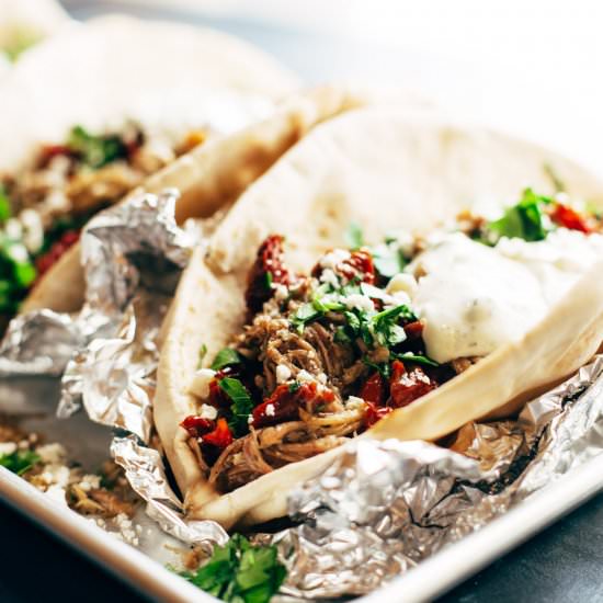 Greek Pork Pitas