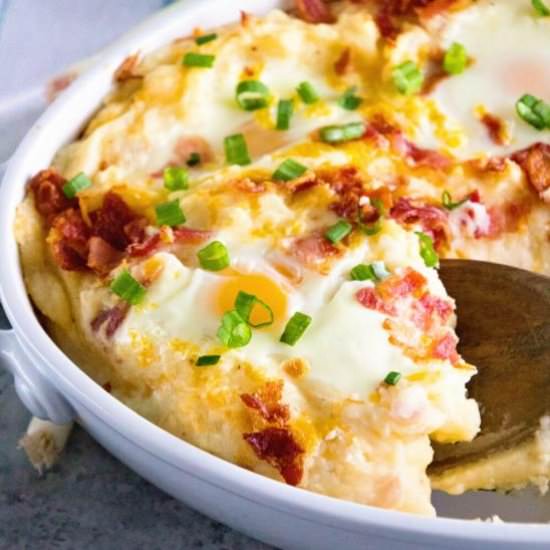 Cheesy Mashed Potato Egg Casserole