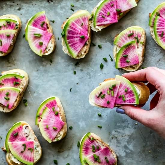 Radish + Anchovy Butter Baguettes