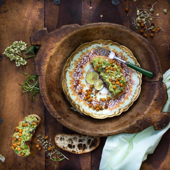 Avocadoand Roasted Chickpea Toasts
