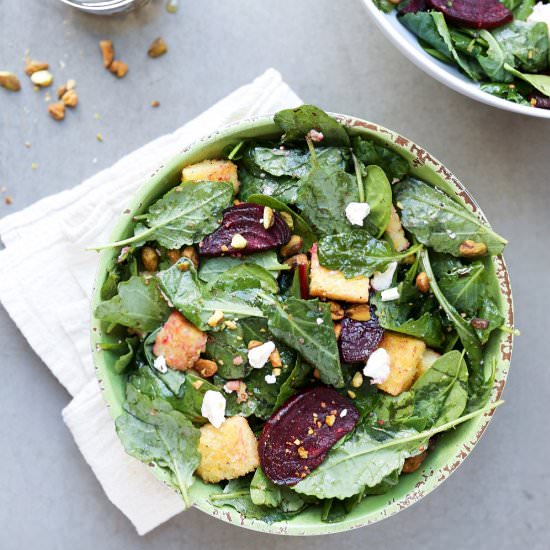 Beet Salad with Polenta Croutons