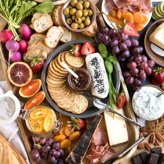 Colorful Spring Cheese Board