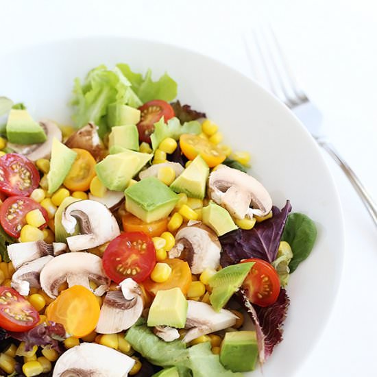 CORN TOMATO MUSHROOM AVOCADO SALAD