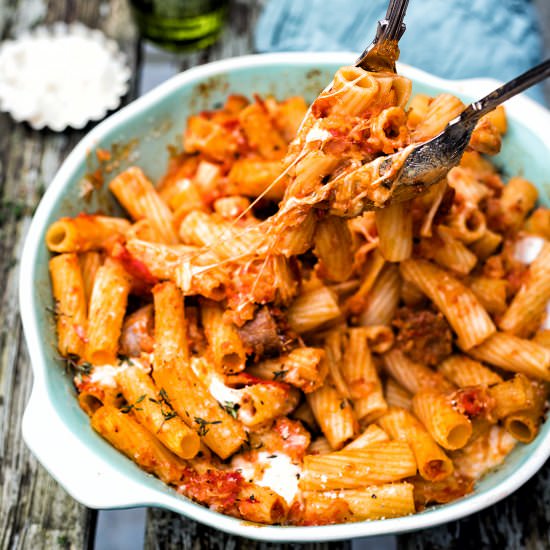 Cheesy Sausage Pasta Bake