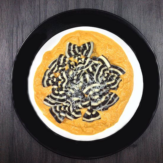 Zebra Pasta with Pumpkin Cream Sauce