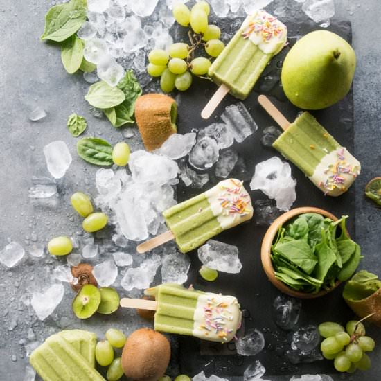 White Chocolate Kiwi Popsicles