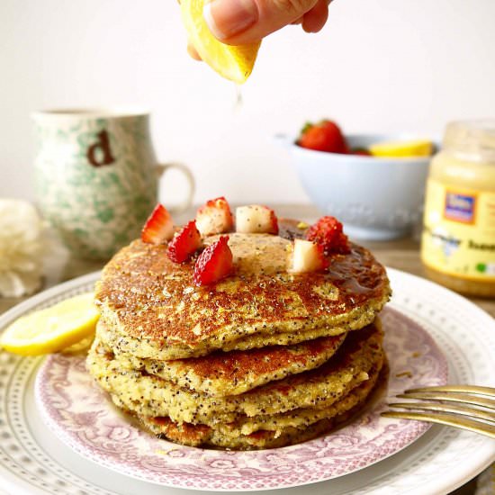 Lemon Poppy Seed Banana Pancakes