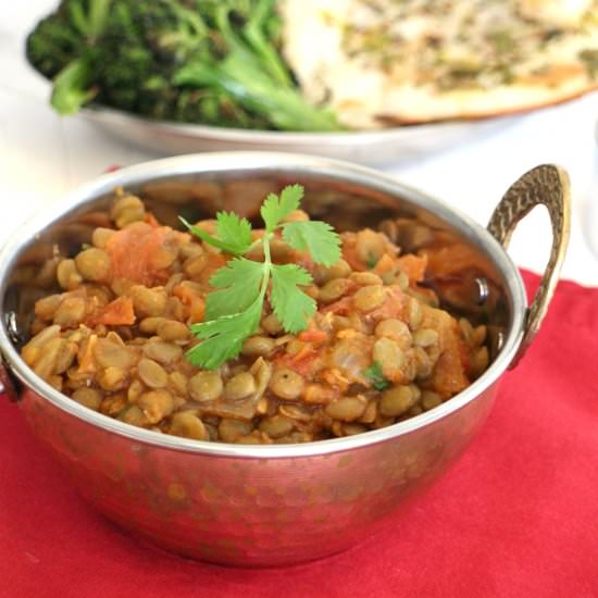 Masala lentils (Sabut masoor)
