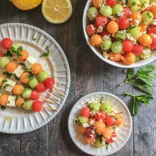 Feta Melon Salad with Lemon & Mint
