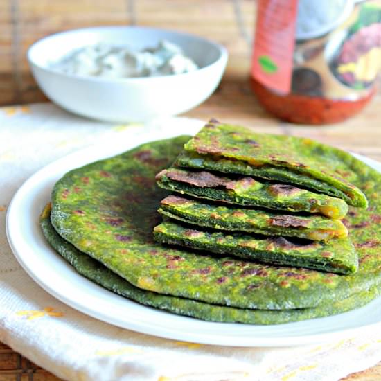 Spinach Potato Parathas