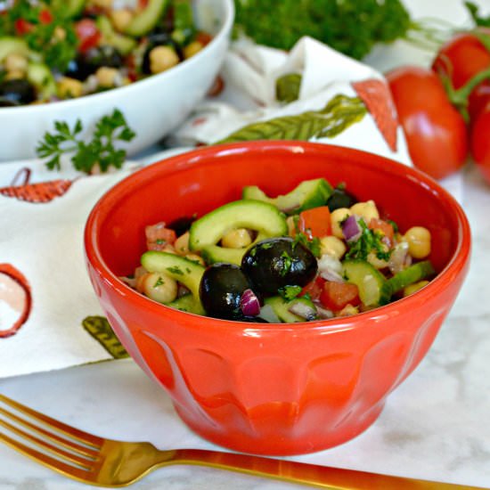 Olive Cucumber Chickpea Salad